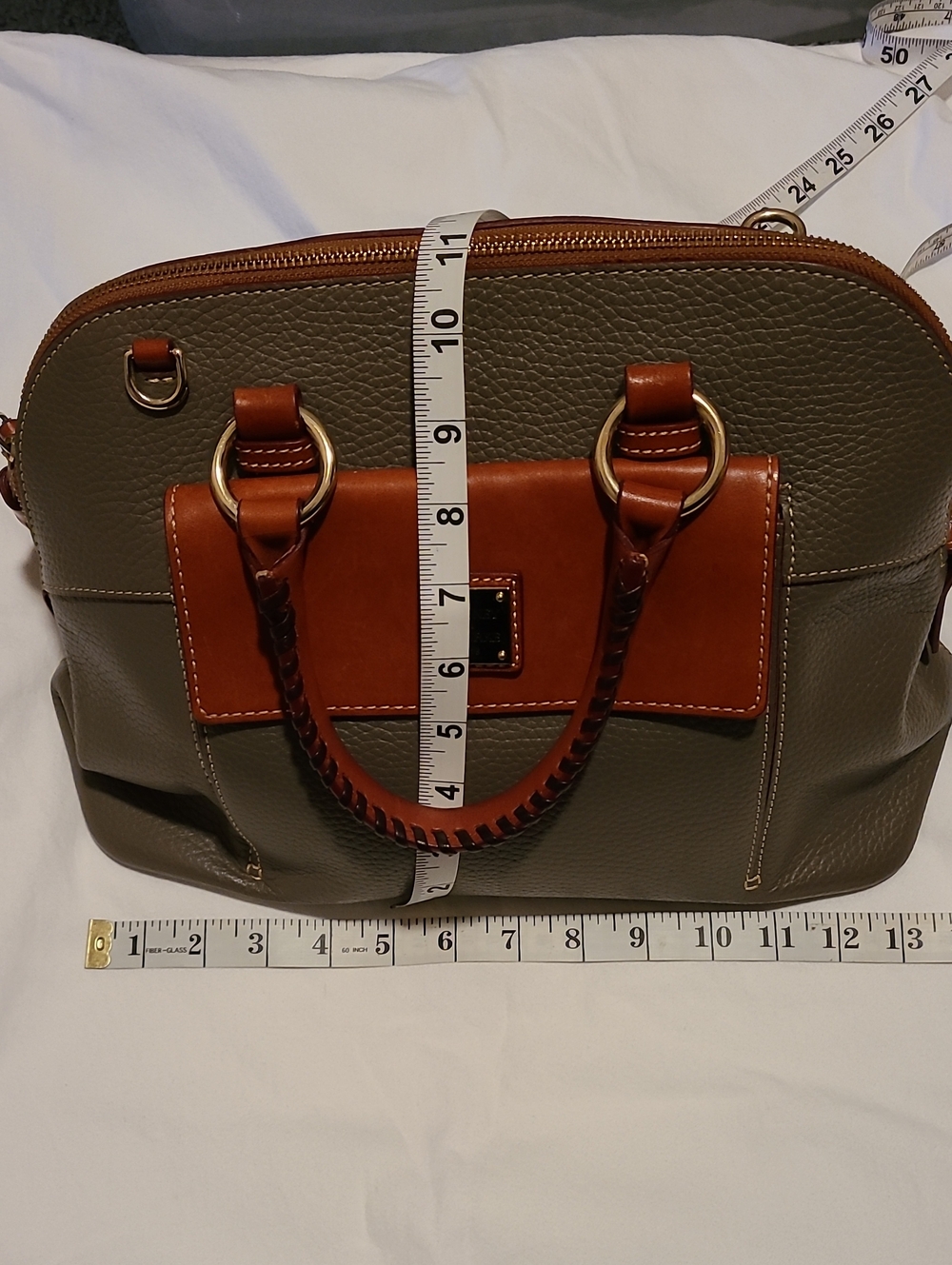 Dooney & Bourke Aubrey Satchel Purse Grey Brown Leather Bag Pebbled - Picture 16 of 16